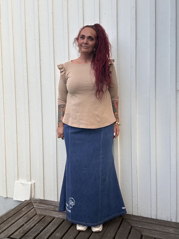 Glad  - langt jeansskjørt_Mørkeblått