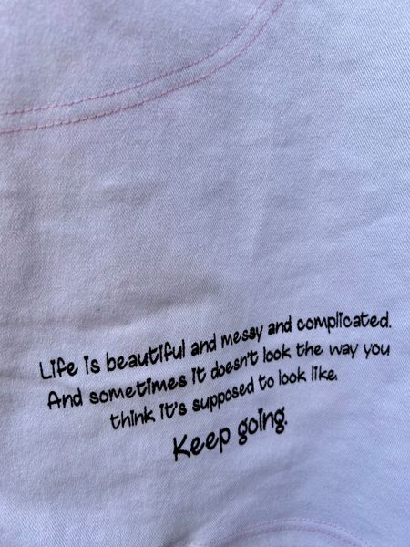 Keep going❤️ Jeanskjole_hvit/lyserosa