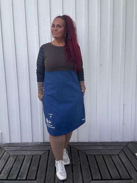 Livet ❤️ jeanskjole_mørkeblå/brun